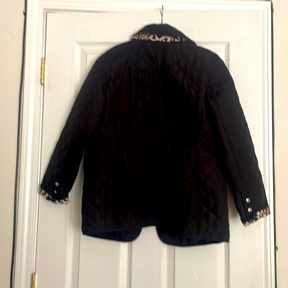 Quilted Black/leopard print Chicos jacket. - Picture 3 of 3